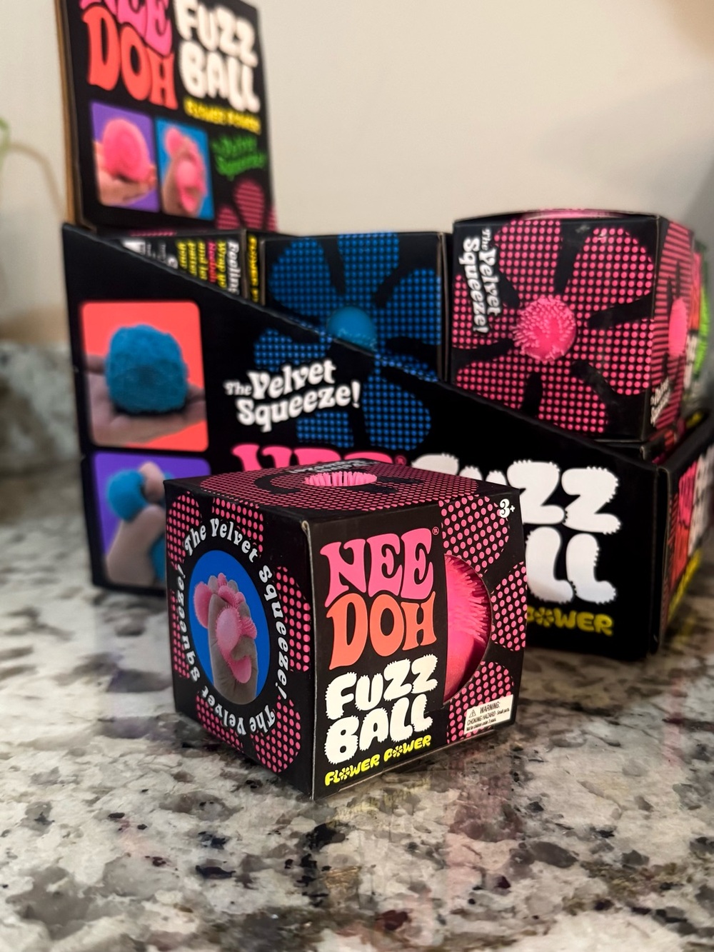 AUTHENTIC Nee Doh Pink Fuzz Ball Kids Stress Toy - Velvet Squeeze